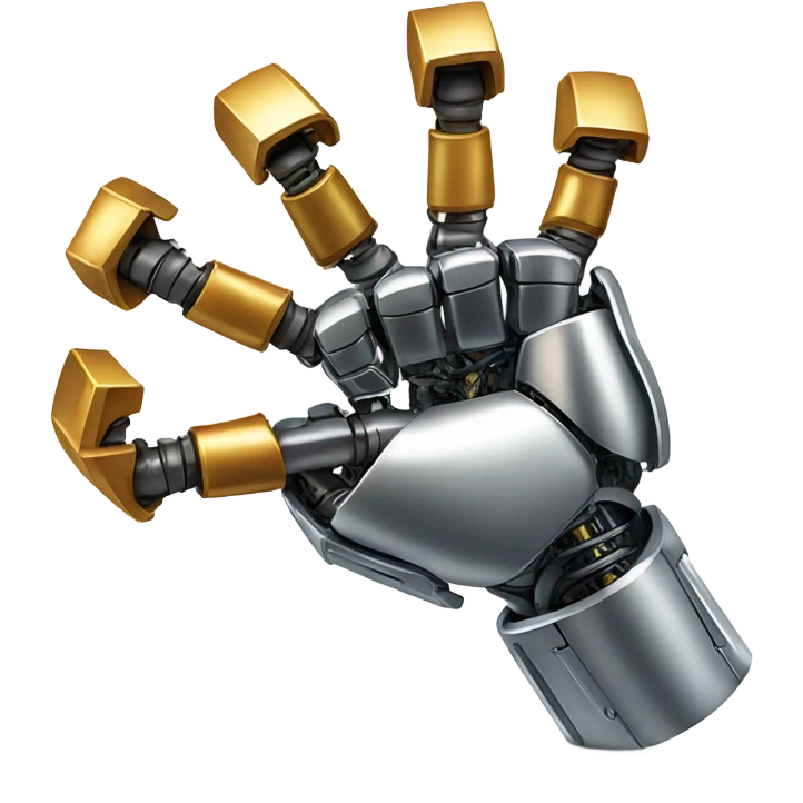 a metal robot biceps arm emoji