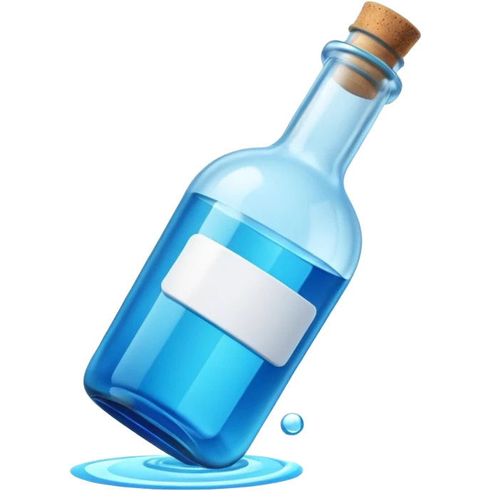 a neon blue motion tiled to the left with a round glass bottle no handle emoji