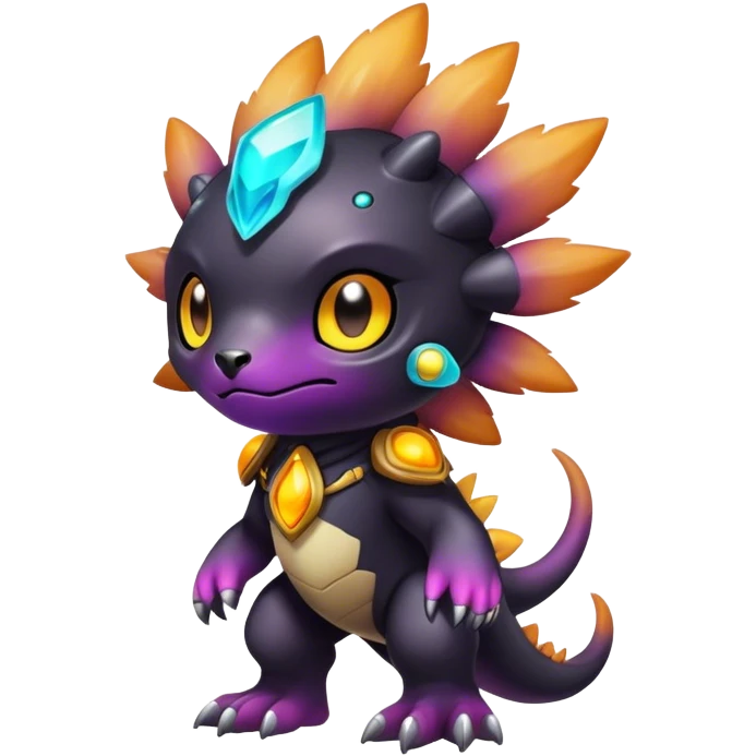 Cute cool colorful dark nebula fantasy-Digimon-animal-hybrid full body emoji