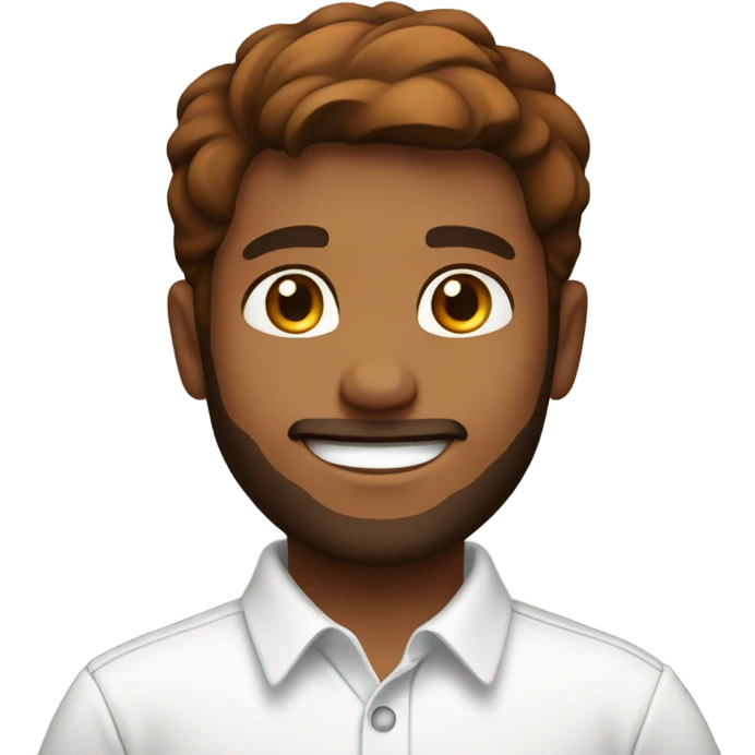 smiling boy in white shirt with brown hair and brown/red beard emoji