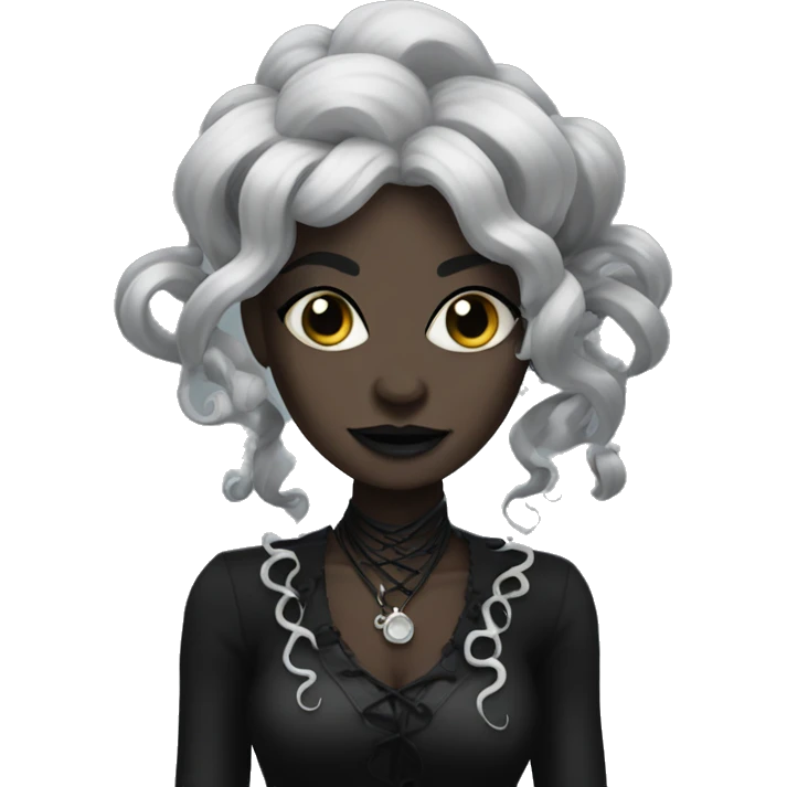 Goth black lady with tentacles emoji