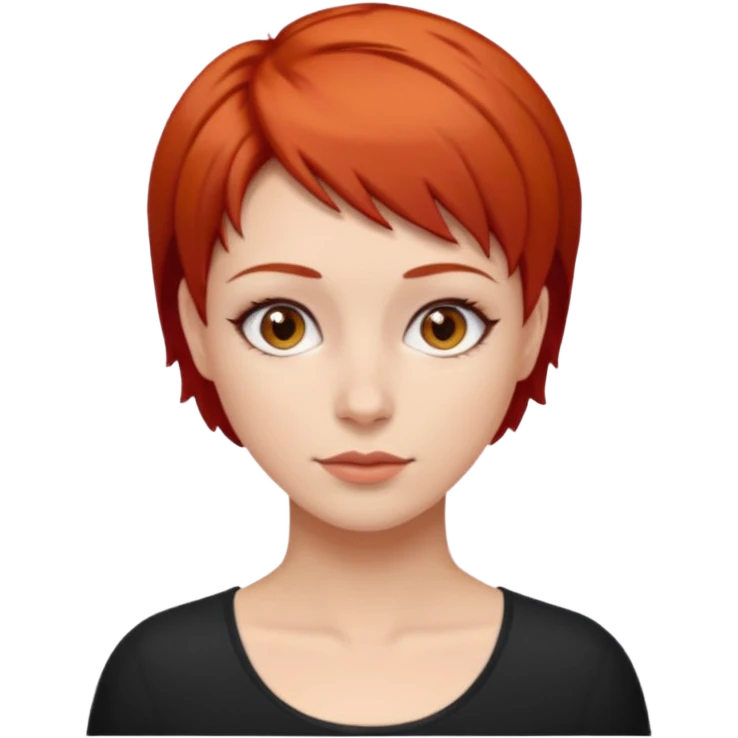women with very short red hair and brown eyes emoji