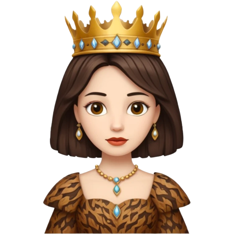 Queen wearing a bark-patterned dress emoji