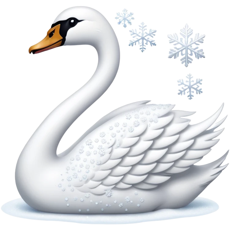 Russian Swan emoji covered in snowflakes emoji