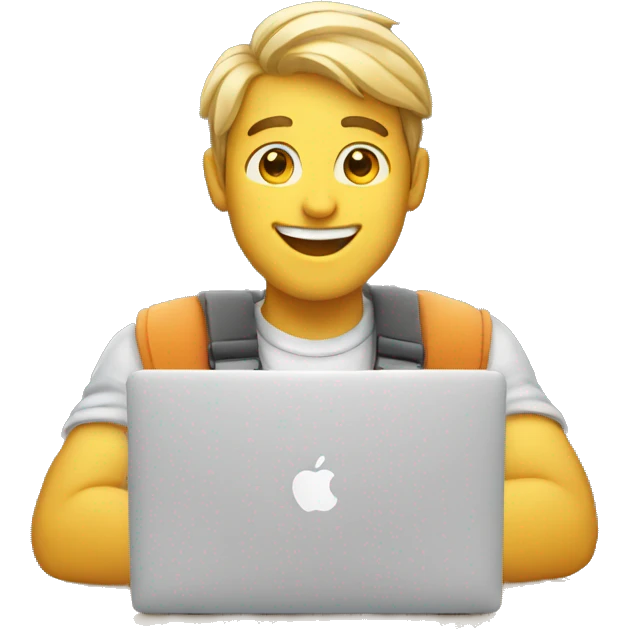 happy white developer with a macbook emoji
