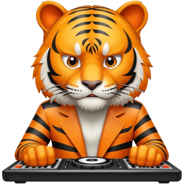 Un tigre enfadado con una mesa de dj  emoji