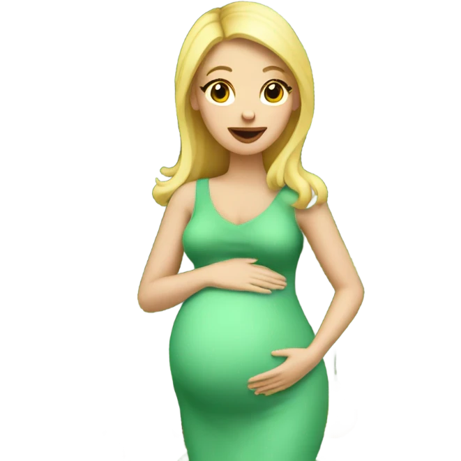 blonde pregnant woman at the Christmas tree emoji