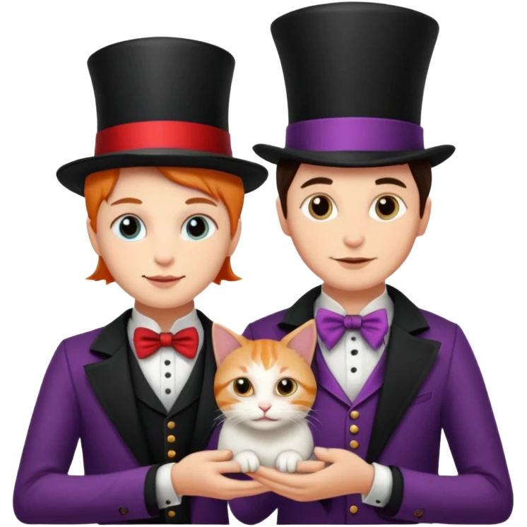 magician couple and their pet cat emoji