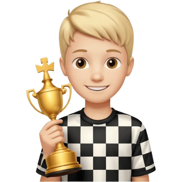 Kid with trophy, Chess club. emoji