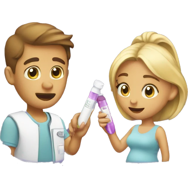 couple looking at pregnancy test emoji