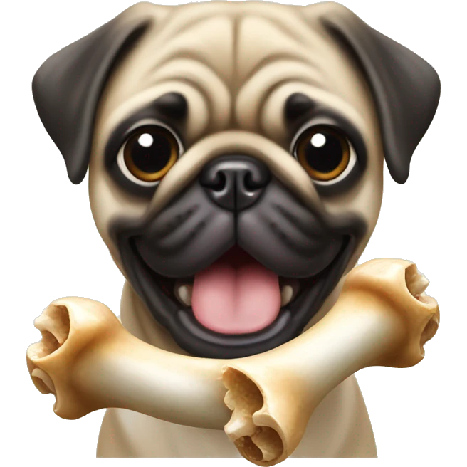Pug eating a bone emoji