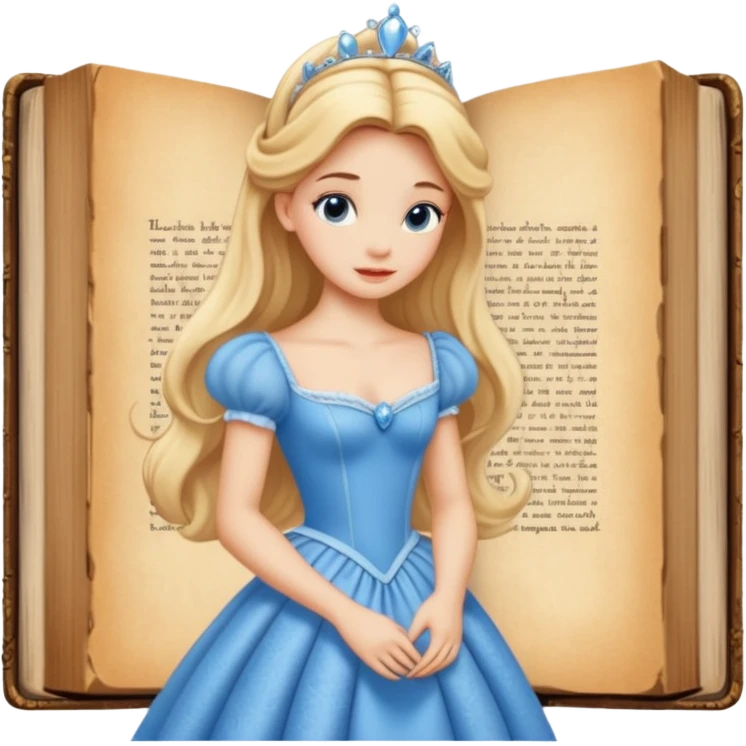 Cinderella in old book story emoji