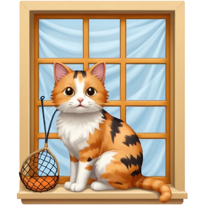 cat trying to go to a window with nets on the window emoji