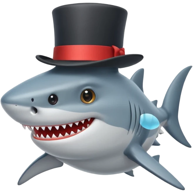 Shark with a top hat emoji