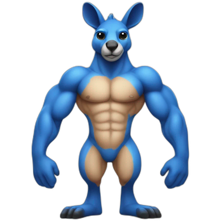 Blue coloured kangaroo body builder adult blue body emoji