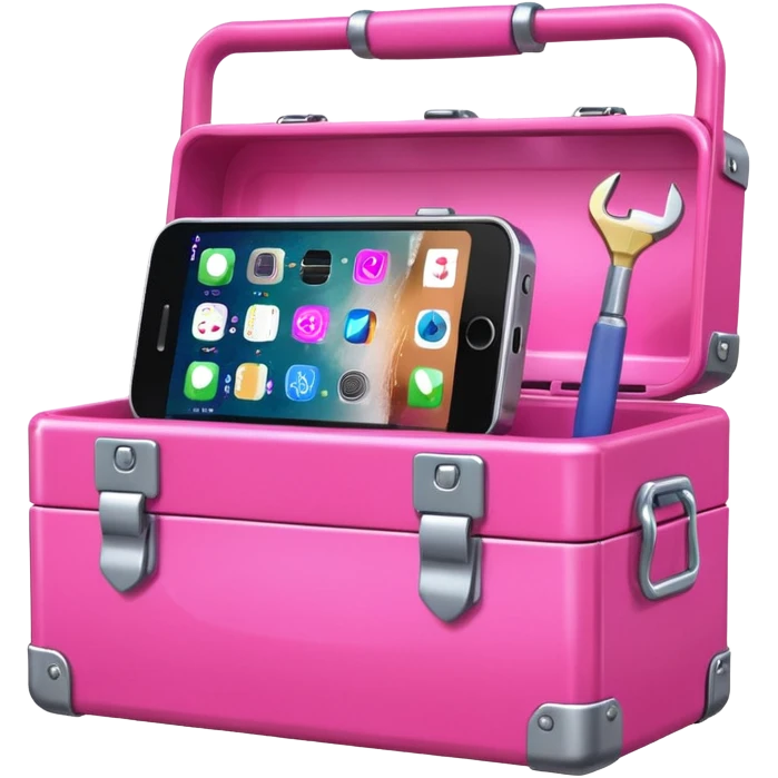 girly cellphone with a pink mini toolbox emoji