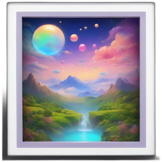 dreamland picture painting holographic in frame  emoji