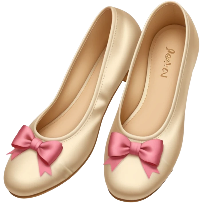 Beige silk ballerina shoes with bows emoji