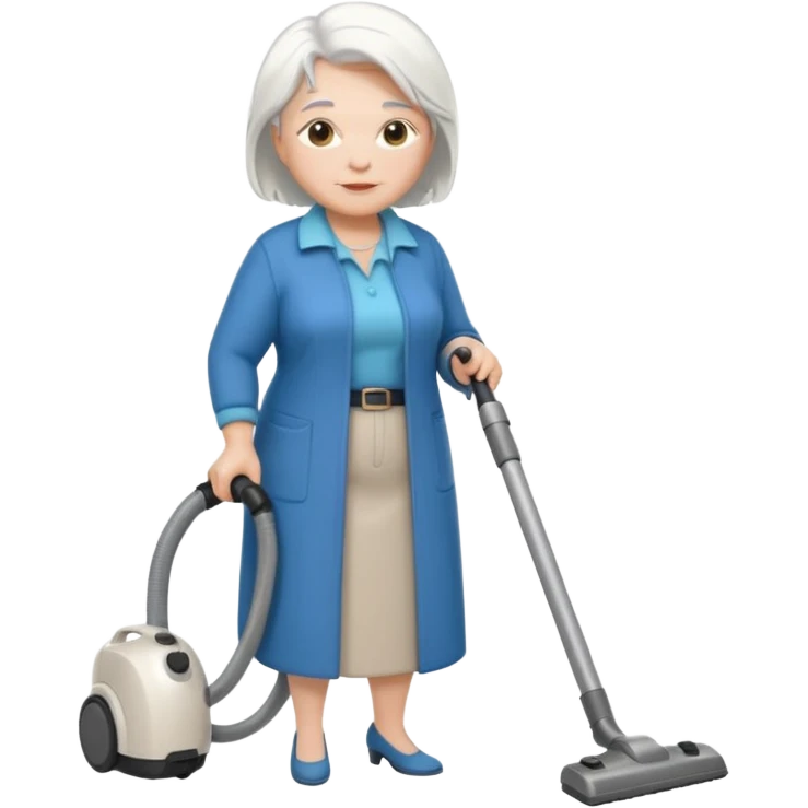 White hair cubby lady modern clothes older chubby ed lady vaccum emoji