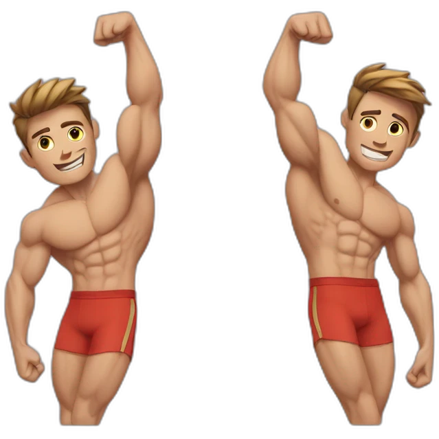 one muscular anm and one skinny arm emoji