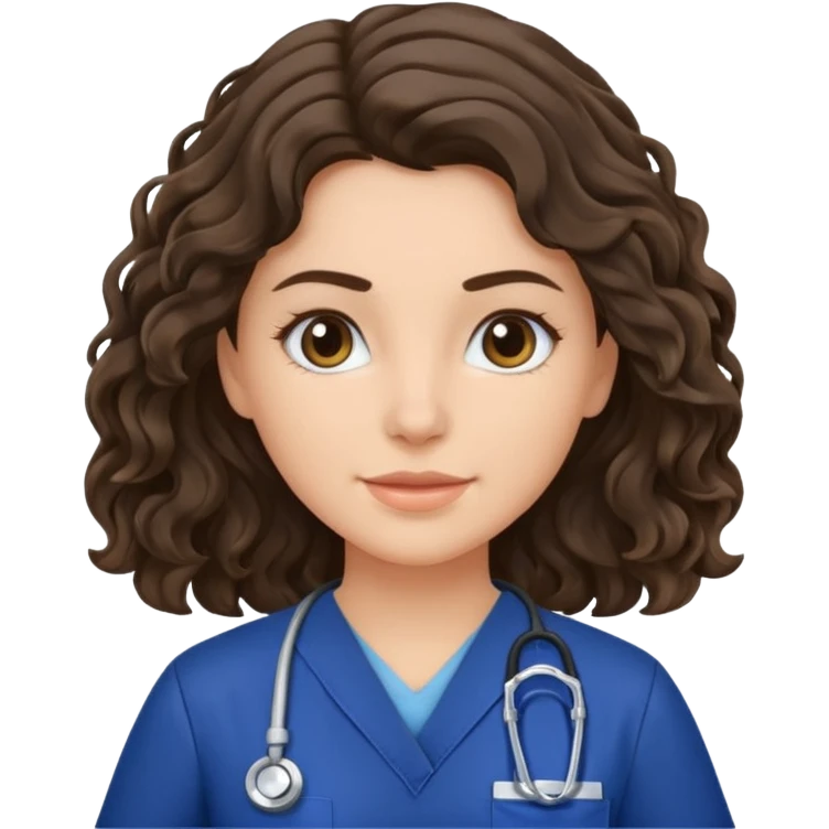 a brunette wavy hair vet woman with navy blue scrub

 emoji