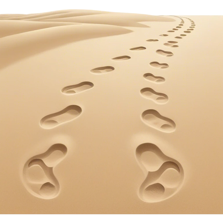 A quiet beach at sunset. **Baby footsteps trail behind larger ones**, slowly fading into the sand. As the tide nears, the **small steps merge with the adult’s**, past and present walking together toward the horizon. emoji