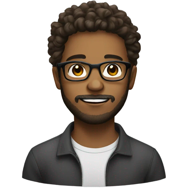 young man with a beard with glasses, brown eyes and messy hair emoji