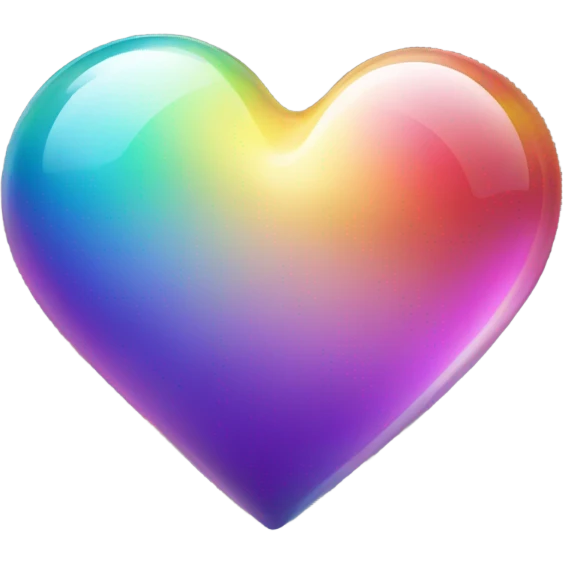 Glass long heart with a rainbow sparkling gradient  emoji
