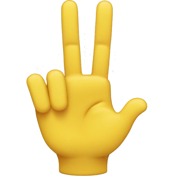 Yellow hand with index middle and ring finger together tumb finger and pinky finger are closed emoji
