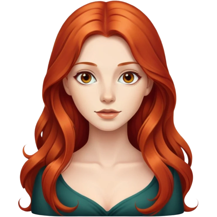 beautiful young woman with long red hair, elegant appearance emoji