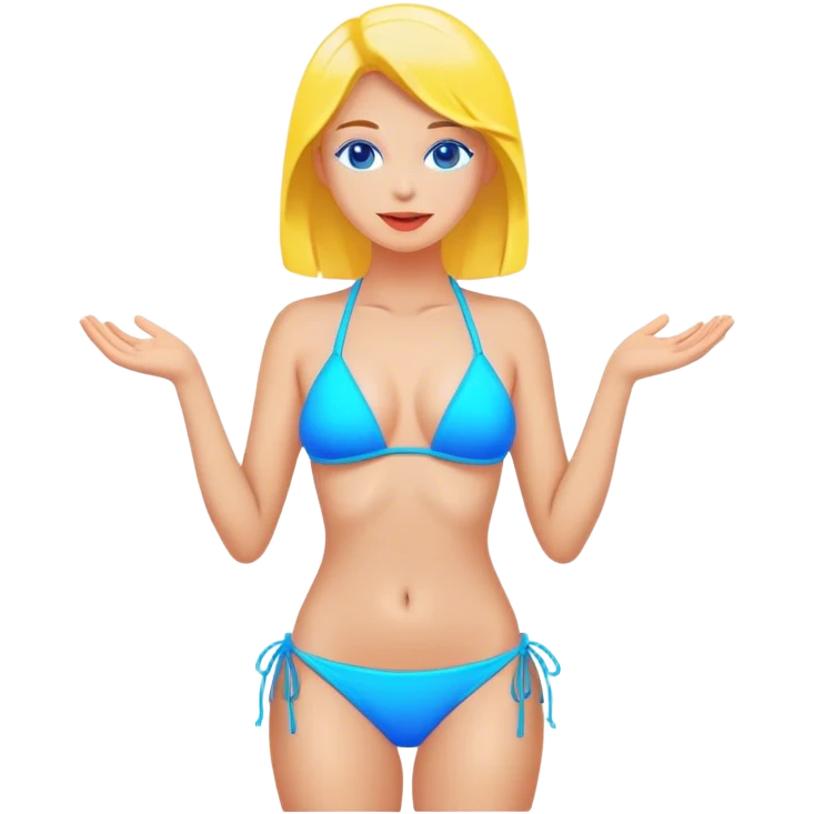 fair skin neon blue bikini emoji