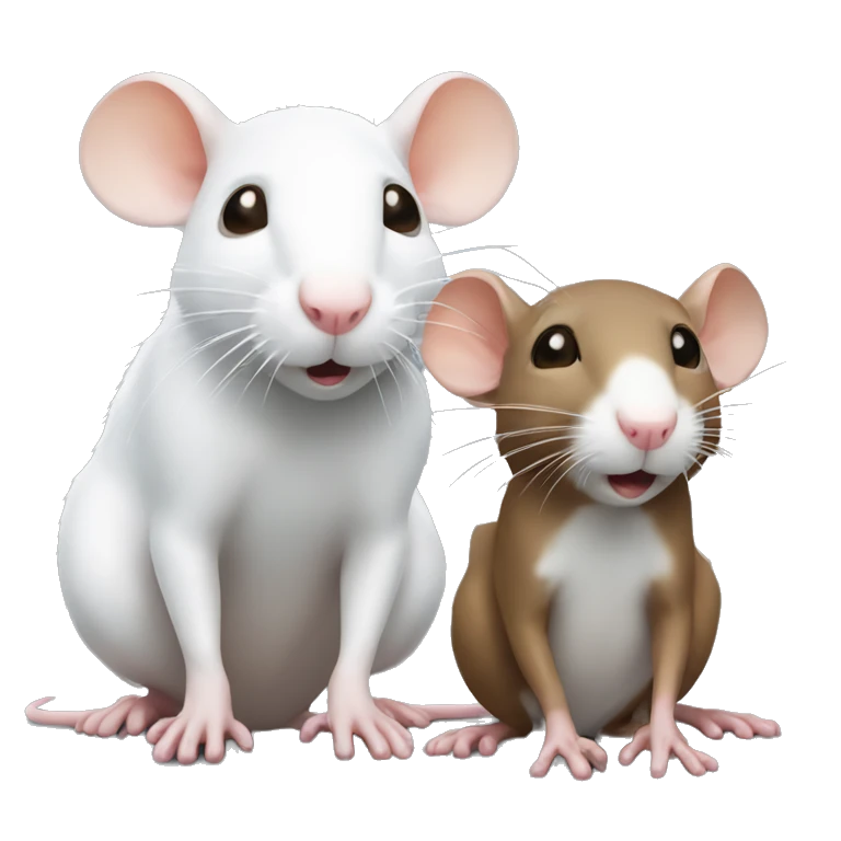 one brown rat and one white rat emoji