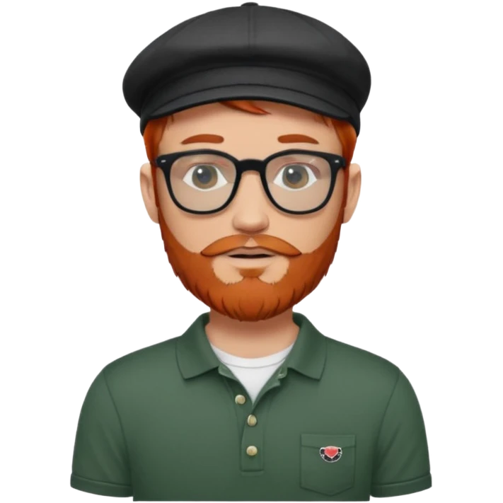 red headed with beard and rayban glasses wearing a scally cap with sleeve tattoos and an Irish flat cap with a Fred Perry polo emoji