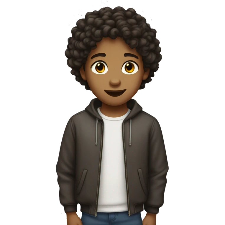 a kid with dark brown hair and curly short hair playing emoji