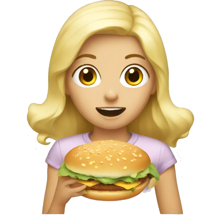 A blonde girl eating food emoji