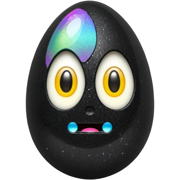 black glittery egg cracked open emoji