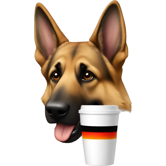 German Shepherd  drinks coffee emoji