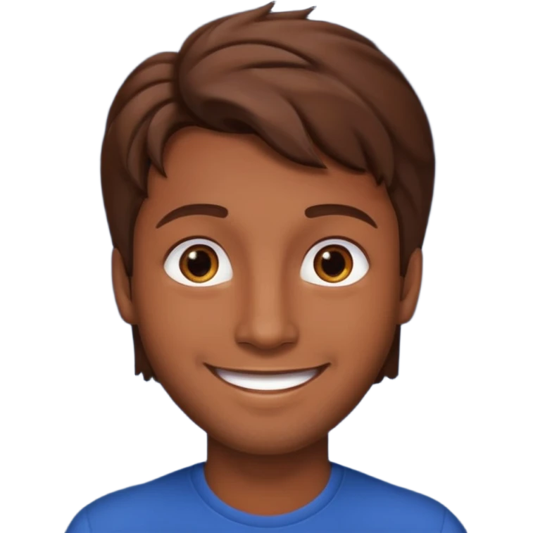 Color de piel moreno los ojos ke sean de estrella riéndose y pelo café hombre  el pelo asialado🤩pelo asía a bajo o y los ojos de estrellas emoji