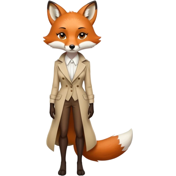 serious anthropomorphised female fox in stylish outfit, no sunglasses, very sad and crying, looking to the left, full-body view emoji