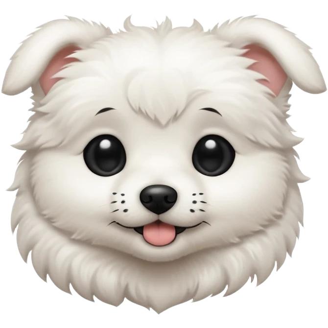 white puppy with a black dot in the eye emoji
