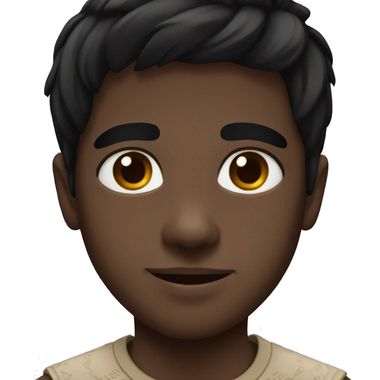 boy black hair Smooth Indian black face emoji