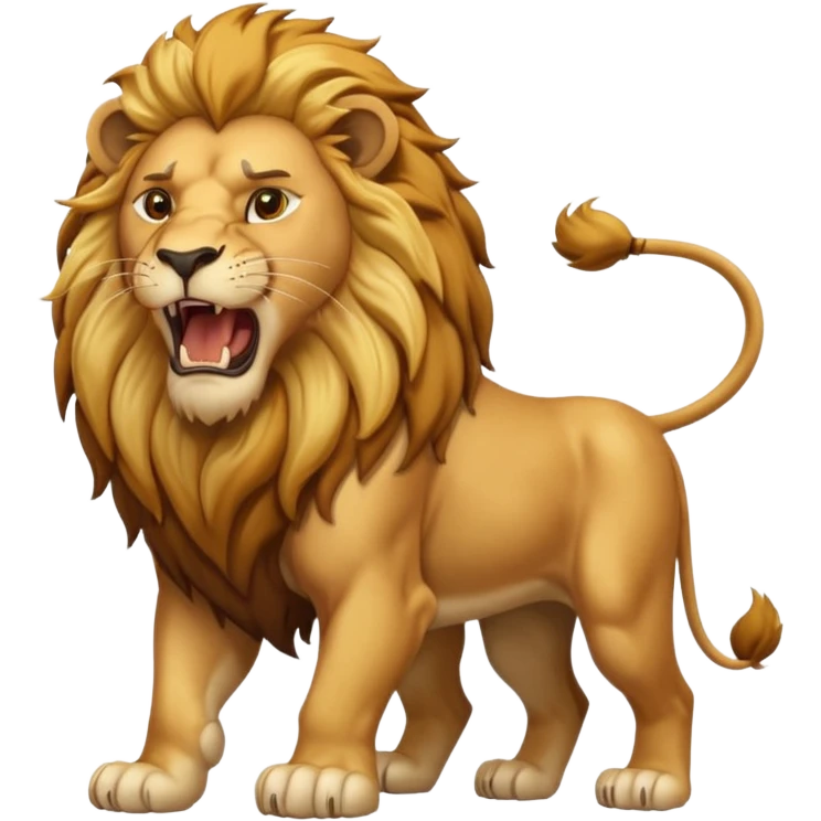 Lion – Golden mane, roaring, standing proudly emoji