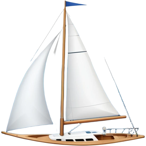 An icon featuring a sleek sailboat with billowing sails cutting through the waves. The design includes the boat's mast, a wind-filled sail, and water splashes, symbolizing the thrill and skill of sailing. Transparent background highlights the elegance and power of wind-driven sports. emoji
