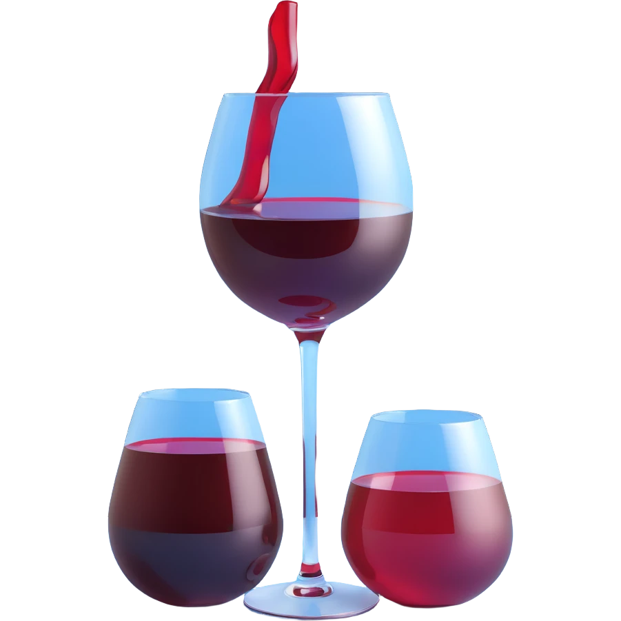 catalan porró filled with red wine, glass reflections emoji