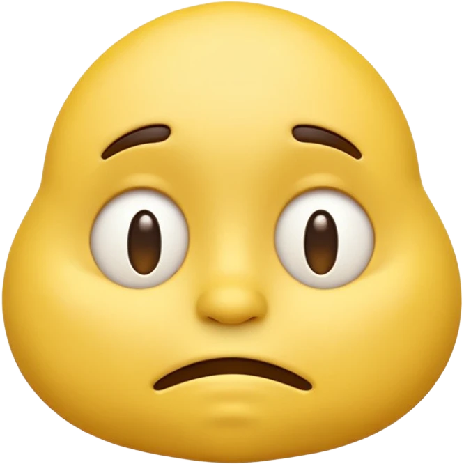 iOS-style 3D classic round yellow emoji face, half-closed droopy eyes, small uneven mouth, and slight head tilt, expressing sleepy and just-woke-up grogginess emoji