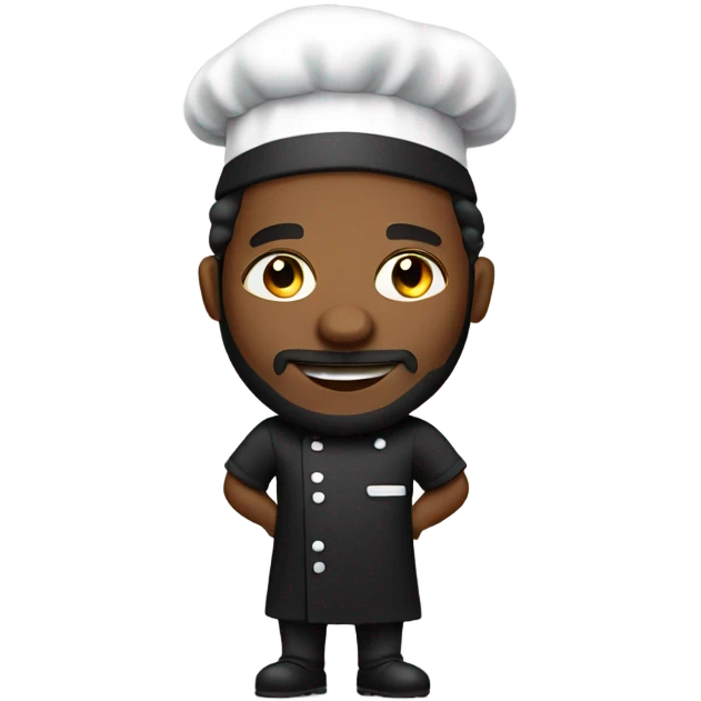 Black Chef with a beard cooking wearing black apron  emoji