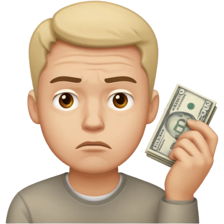 frustrated man thinking about money emoji