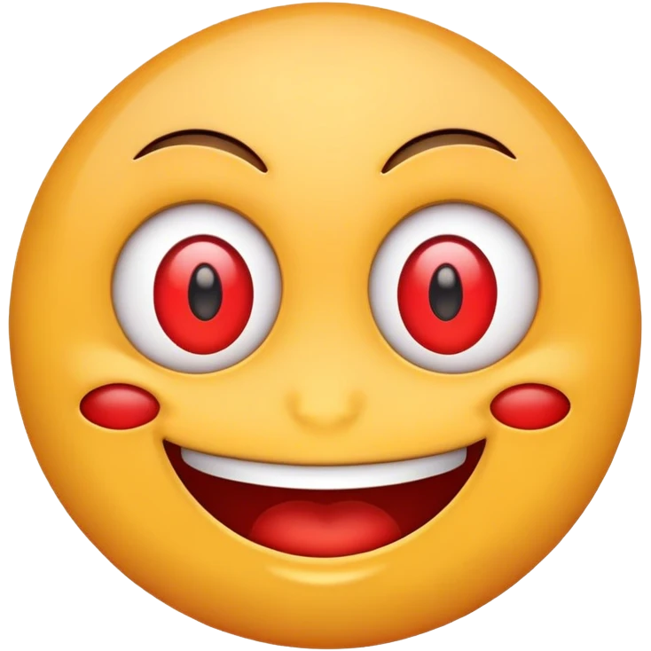 create emoji with red eyes and grin emoji
