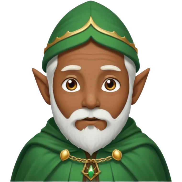 Wise elf with white beard, brown skin and cape emoji