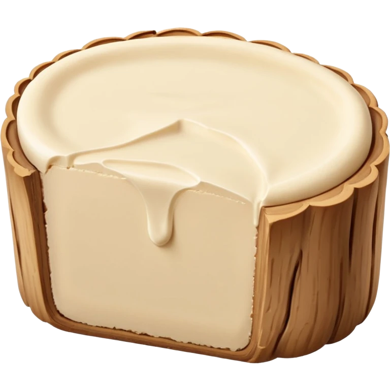 small mound or log of smooth pale beige almond paste with dense slightly matte surface and soft malleable texture, rounded clean edges, one or two slices beside it revealing uniform interior, no packaging or decoration, just the pâte d’amande, soft lighting, subtle shadows, emoji scale emoji